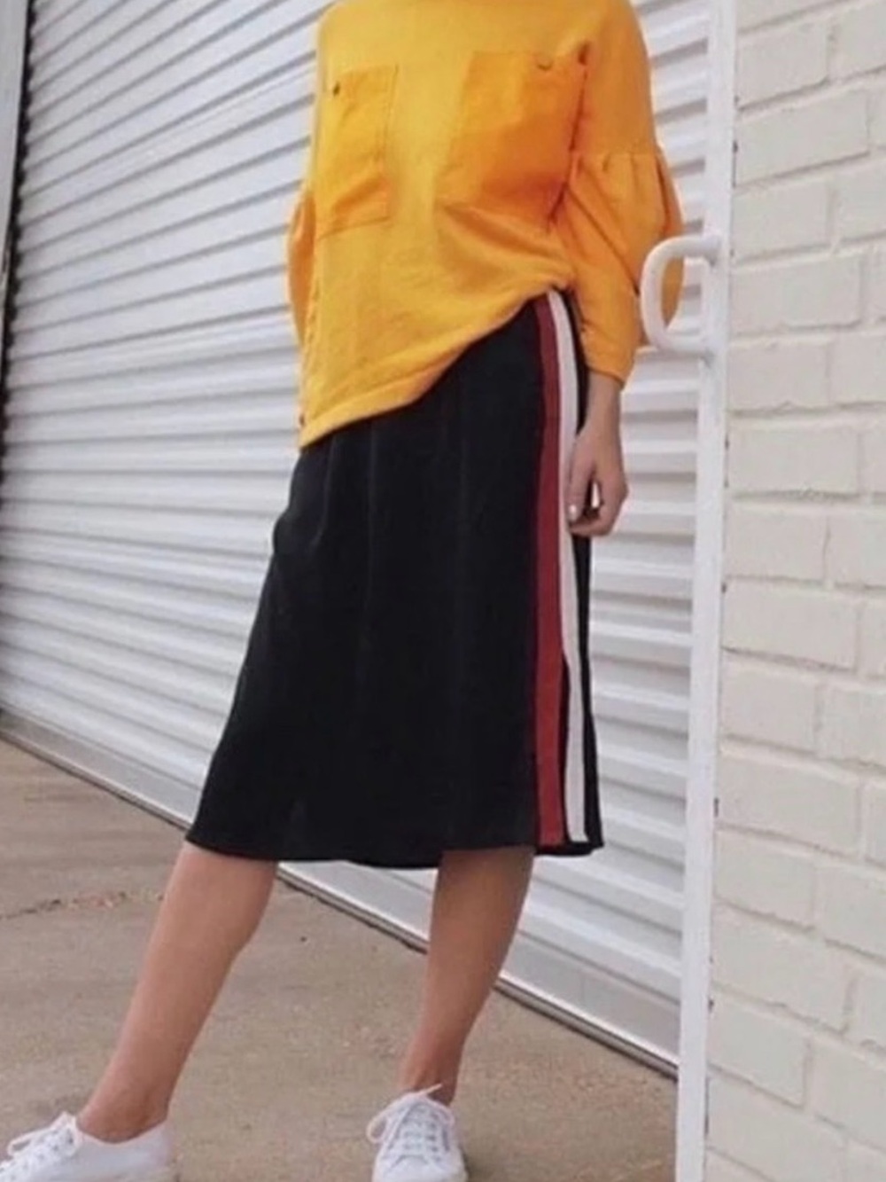 Who What Wear Midi Track Stripe Silky Skirt Size Large